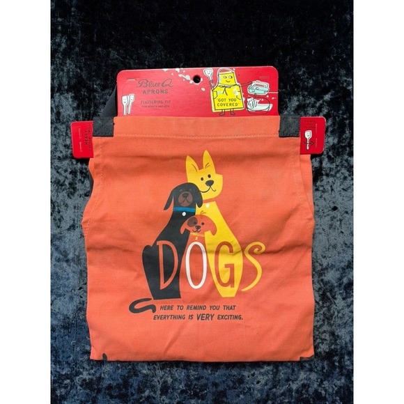 Other - Blue Q Dogs Apron Cotton Twill 28x31 Adjustable Neck Pockets NWT WW813